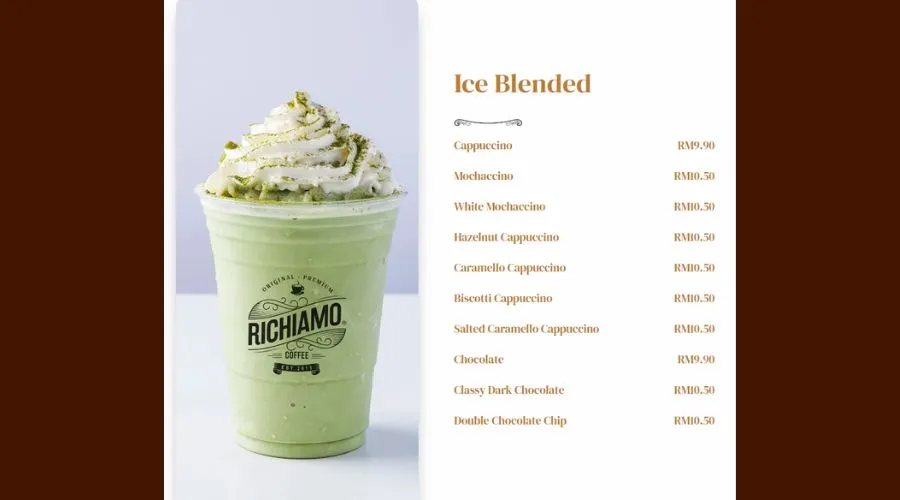 Richiamo Coffee Ice Blended Menu by Richiamo Coffee Menu Malaysia