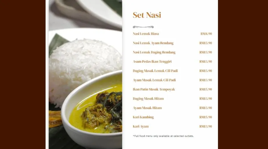 Richiamo Coffee Set Nasi Menu - Richiamo Coffee Menu Malaysia